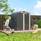 5ft x 4ft Garden Metal Storage Shed, Tool Storage Shed with Top Vents, Sliding Door, Sloped Roof and Foundation Kit for Garden, Patio, Lawn, Dark Grey