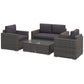 Outdoor Furniture with Table, Wicker Furniture with Loveseat and 2 Chair for Garden, Poolside, Grey