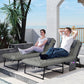 2-Piece Folding Lounge Chairs with Adjustable Backrest, Tanning Chair with Cushion, Side Pocket, Headrest, Grey