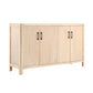 Farmhouse Storage Cabinet with Wood Veneer and Solid Pine Legs, Rustic Accent Sideboard for Entryways, 59" L x 18" W x 36" H, Natural