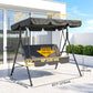 3-Seater Outdoor Porch Swing with Adjustable Canopy, Patio Swing Chair for Garden, Poolside, Backyard, Black