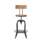 Rustic Firwood Barstool with Iron Legs, Swivel Footrest, Perfect for Retro Dens, Home Bar Areas, 18.5" L x 18.5" W x 45.5" H, Natural