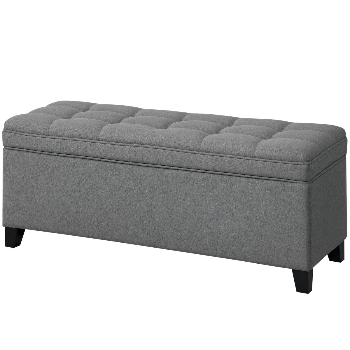 Storage Ottoman Bench, Foot Rest with Safety Hinges, 47 Inches Linen Storage Chest for Living Room, Dark Grey