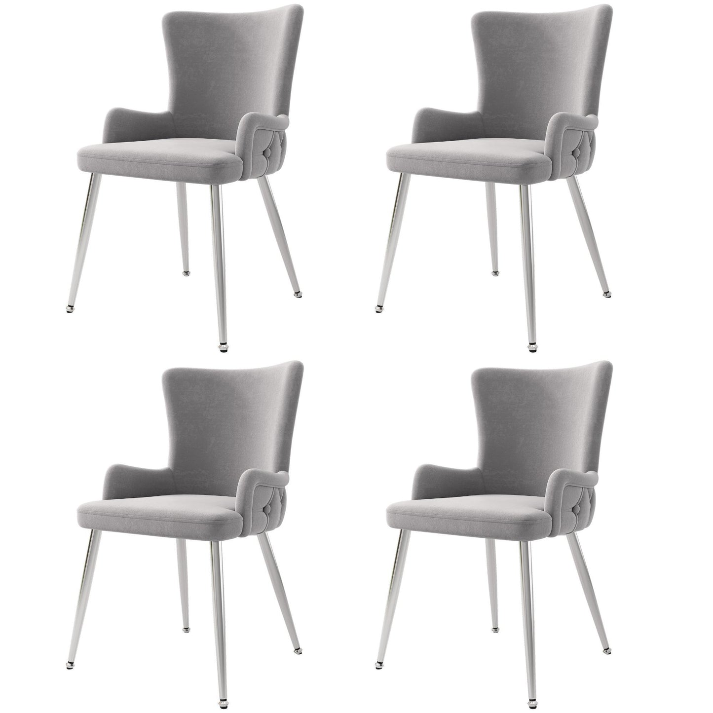 Modern Extendable Dining Set with Table and 4 Chairs, Space-Saving Dining Set for 4–6 Seaters, 55'' L x 39.5'' W x 29.5'' H, Grey+Silver+White