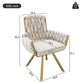 Set of 6 Velvet Dining Chairs with Electroplated Metal Legs, Upholstered Chairs with Ergonomic Support, 25'' L x 25'' W x 34'' H, Beige+Gold