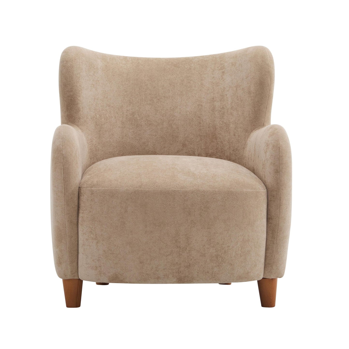 Luxe Wingback Armchair with Pocket-Spring Cushion, Elegant Lounge Chair for Living Room, 31" L x 32" W x 33" H, Light Camel+Light Teak