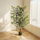Artificial Tree, Fake Ficus Tree with Leaves, Faux Plant in Nursery Pot for Indoor Decoration