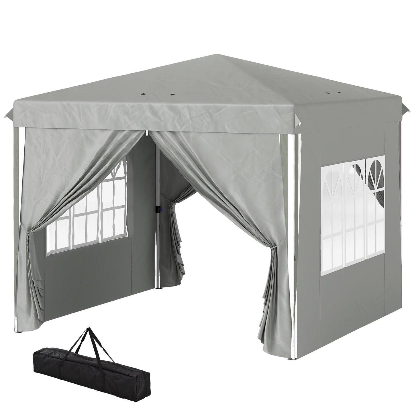 10' x 10' Pop-Up Canopy Tent with Sidewalls, Height-Adjustable, Carry Bag Included, for Outdoor, Garden, Patio, Light Grey