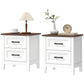 Farmhouse Nightstand Set of 2 with 2 Drawers - White