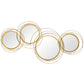 Metal Wall Art Gold Frame Circle Bathroom Mirror Decor Home Hanging Wall Sculptures for Living Room Bedroom Dining Room, 42.25" W x 22" H, Gold