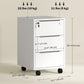 3-Drawer File Cabinet with Wheels, Vertical Filing Cabinet with Lock, White