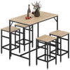 5-Piece Industrial Bar Table Set with 4 Stools - Oak