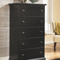 Maribel - Black - Five Drawer Chest