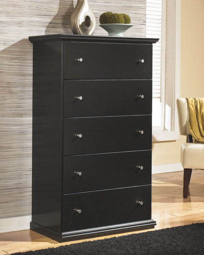 Maribel - Black - Five Drawer Chest - Forward Furniture