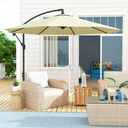10' Beige Deluxe Banana Offset Umbrella with Crank