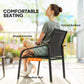 4 Piece Patio Furniture Set, Outdoor Conversation Set with Deep Seat, Loveseats, Armchairs, Glass-Top Table, Black