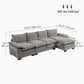 Sofa Couch with Chaise Lounge, Chenille L-shaped Couch with Double-layer Seat Cushion for Living Room, Grey