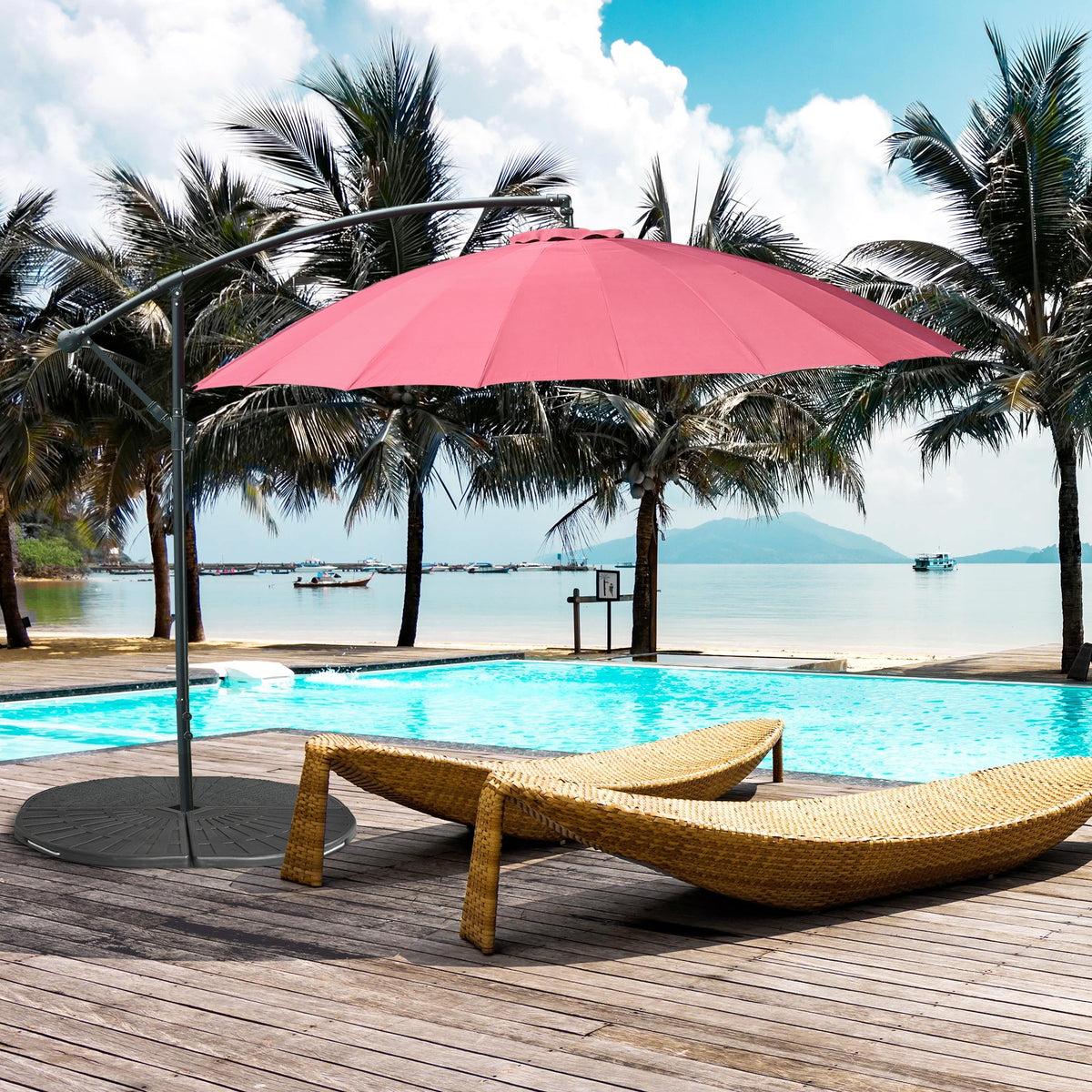 2-Piece Umbrella Weights for Cantilever Parasols with Handles, Heavy Duty Parasol Base Weights for Cross Base, Black