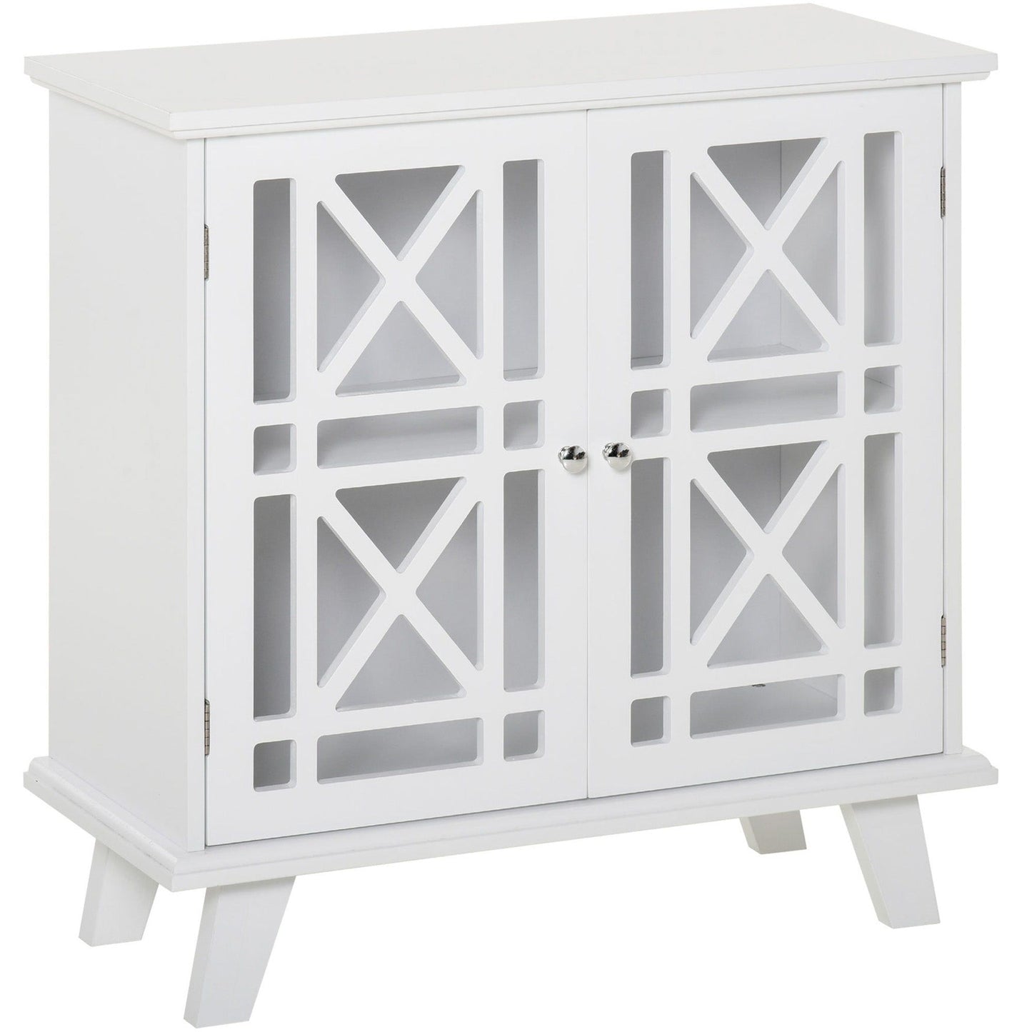 Sideboard Cabinet with Fretwork Doors - White