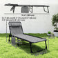 Outdoor Folding Chaise Lounge, Reclining Lounge Chair with Adjustable Backrest and Removable Pillow, Mixed Grey