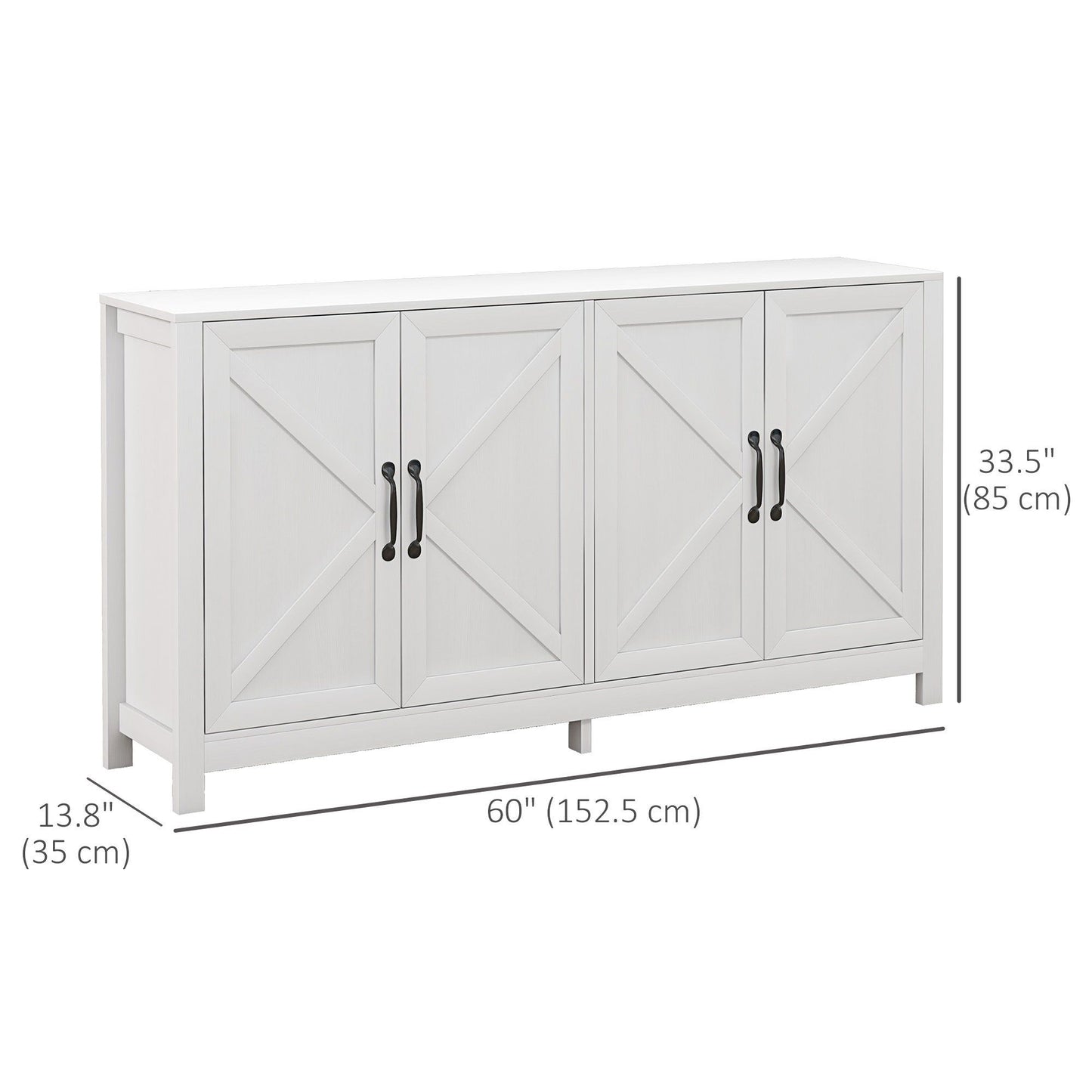 Barn Door Sideboard TV Stand for 65" TV - White