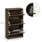 Shoe Storage Cabinet Organizer for 18 Pairs of Shoes with 3 Flip Drawers and Adjustable Shelves, Walnut