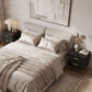 2 Pieces Nightstands with Storage, Modern Bedside Tables with 2 Fluted Drawers and Gold Legs for Bedroom, Black