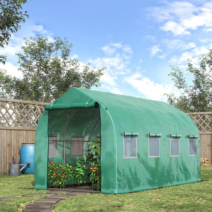 13' x 6.6' x 6.6' Green Polytunnel Greenhouse with Windows