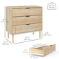 3-Drawer Fluted Dresser with Solid Wood Legs - Oak