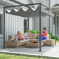 10x7ft Pergola with Retractable Roof Outdoor Patio Sun Shelter Garden Grape Tent Water-resistant Yard Shade Grey