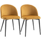 Mid-Back Velvet Dining Chairs Set of 2 - Yellow