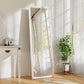 64" x 21" Full Length Mirror, Rectangular Full Body Mirror with Frame, Standing, Hanging or Leaning, White and Pink