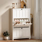Slim Shoe Cabinet with 3 Flip Drawers, Shoe Storage Cabinet with Adjustable Shelves for Entryway, Holds 18 Pairs, White