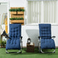 Folding Garden Chairs Set of 2, Reclining Zero Gravity Chair, Sun Lounger with Cushion and Headrest, Dark Blue