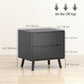 Nightstands Set of 2, Bedside Table with 2 Drawers, Modern Side End Table with Solid Wood Legs for Bedroom, Black