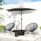 9.8ft Half Umbrella Semi Round Patio Parasol with Crank Handle, Top Vent for Garden, Balcony- NO BASE INCLUDED Dark Grey