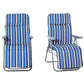 Set of 2 Garden Sun Lounger, Outdoor Reclining Seat Cushioned Seat, Foldable Adjustable Recliner, Grey and Blue