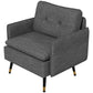 Accent Chair, Upholstered Armchair with Tufted Back Cushion and Steel Legs for Living Room, Bedroom, Dark Grey