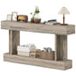 63 Inch Long Console Table, Vintage Narrow Entryway Table with Storage Shelf for Living Room and Hallway, Light Brown
