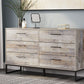 Neilsville - Whitewash - Six Drawer Dresser - Vinyl-Wrapped