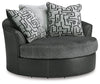 Brixley Pier - Oversized Swivel Accent Chair - Faux Leather / Fabric - Graphite