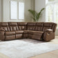 Trail Boys - Walnut - 2-Piece Reclining Sectional With Raf Reclining Loveseat - Faux Leather