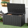 81 Gallon Garden Storage Box, Waterproof Double Wall Storage Container with Wheels and Handles, Black