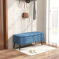40" Ottoman with Storage, Linen Upholstered Storage Ottoman Bench with Steel Legs for Living Room, Bedroom Dark Blue