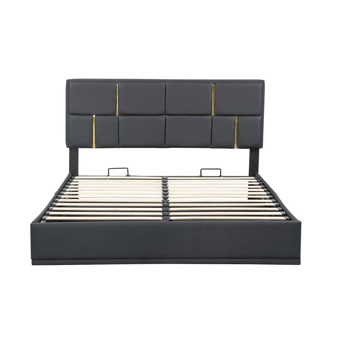 Queen Size Bedroom Set with Storage Ottoman, Upholstered Fabric, Hydraulic Platform Bed for Living Room, 85" L x 64.5" W x 41" H, Black