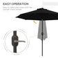 9ft Solar Patio Umbrella Outdoor Sunshade 24 LED Lights Tilt Canopy Black