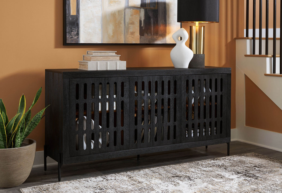 Vallisburg - Black / Natural - Accent Cabinet - Forward Furniture