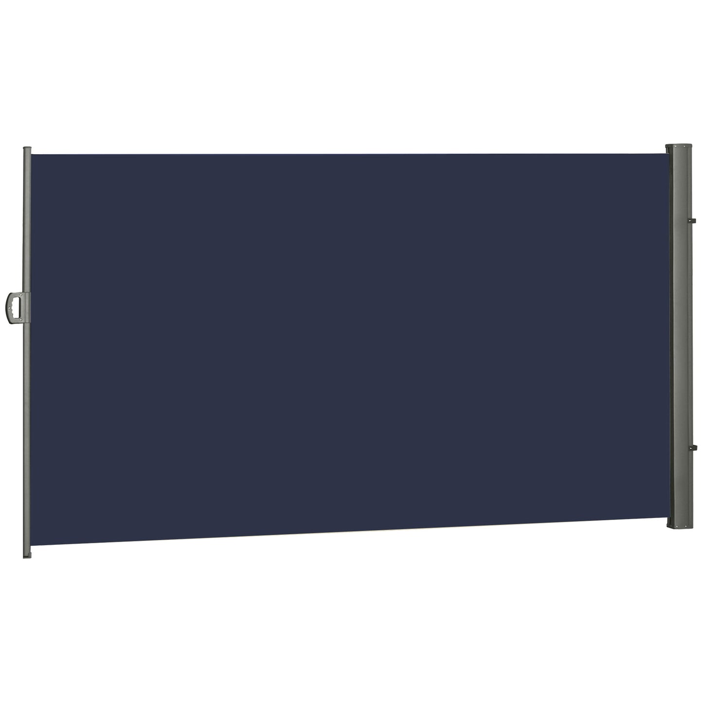 118" x 79" Outdoor Folding Privacy Screen Retractable Side Awning Patio with Resistance to UV Rays and Wind Dark Blue