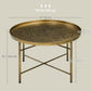 24" Round Coffee Table with Hammered Tray Top - Gold