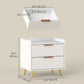 Nightstand with 2 Drawers & Metal Legs - White